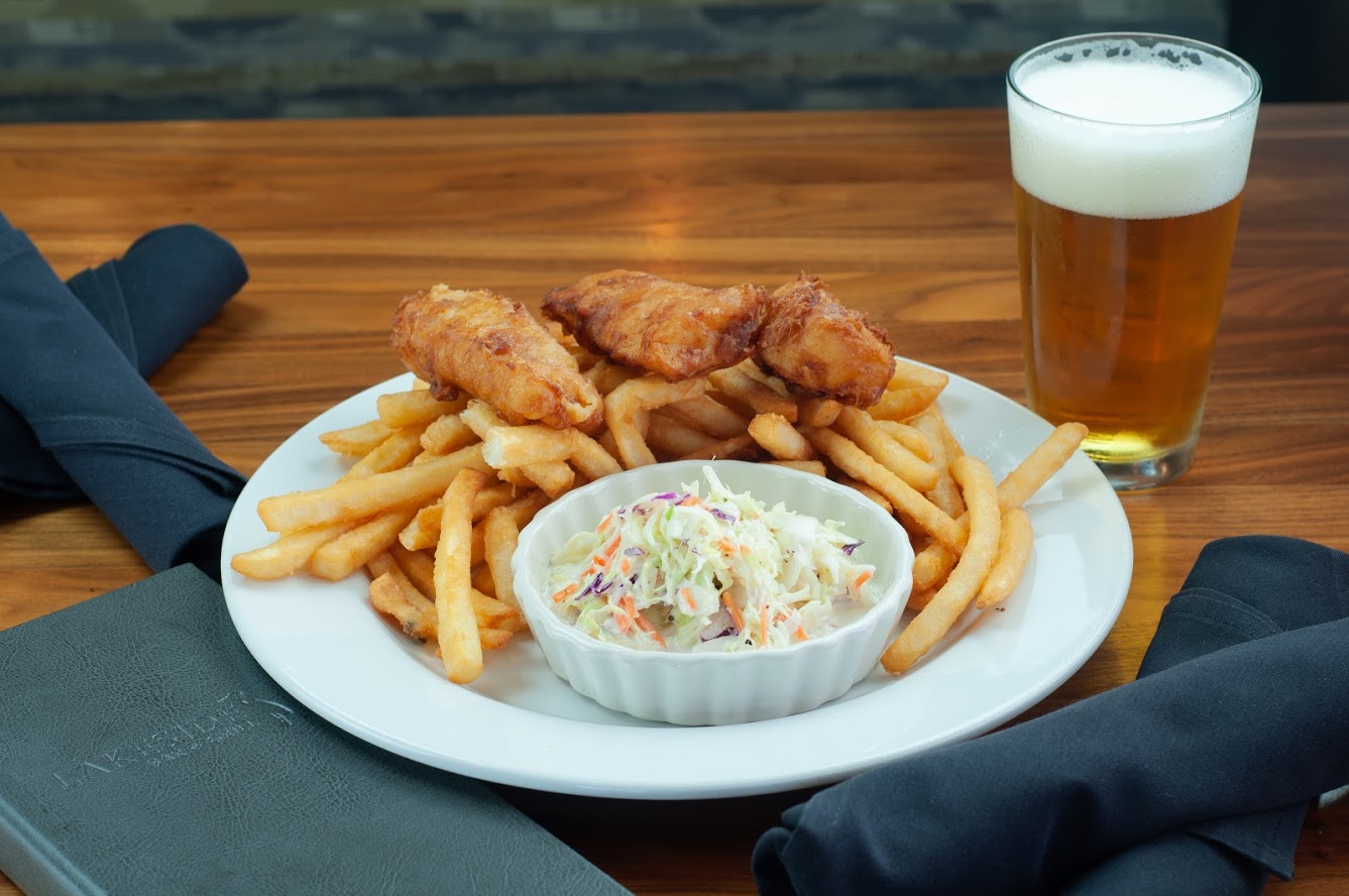 fish and chips with coleslaw